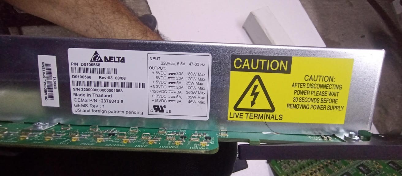 GE Delta Front End DC Power Supply D0106568, 2376843-6 from LOGIQ 9 Ultrasound