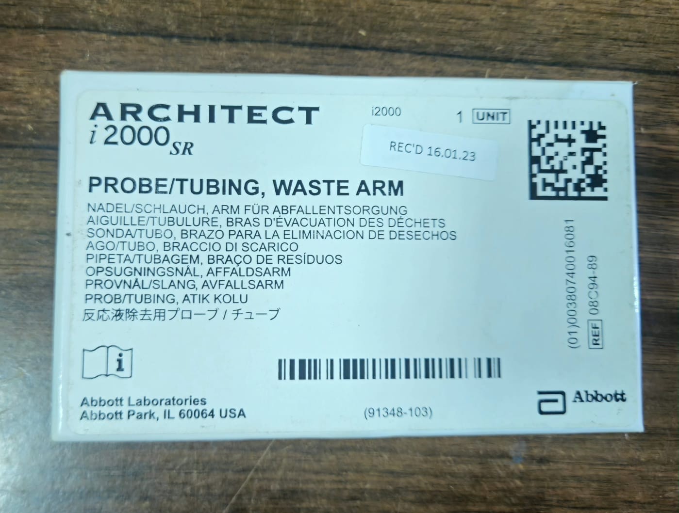 Abbott Architect i2000SR Probe/Tubing Waste Arm - Tested & Working - Part 91348-
