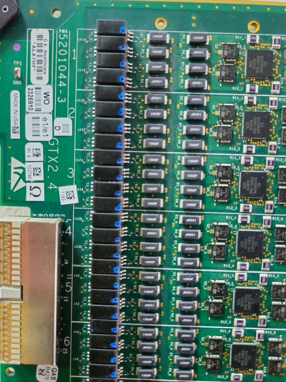GE Healthcare GTX2.4 Ultrasound Backplane Board 5201044-3 REV 2